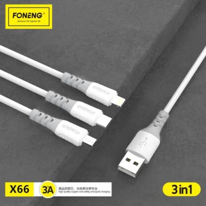 FONENG 3 IN 1 CABLE - X66 - MICRO, LIGHTNING, TYPE-C - Image 2