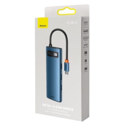 Baseus Metal Gleam Series 8-in-1 Multifunctional Type-C HUB Docking Station Blue - Image 8