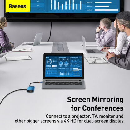 Baseus Metal Gleam Series 8-in-1 Multifunctional Type-C HUB Docking Station Blue - Image 5