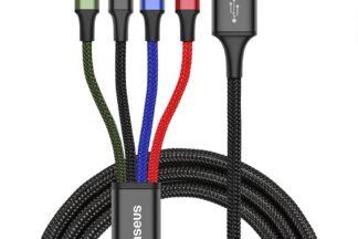 BASEUS FAST 4-IN-1 CABLE FOR IPHONE +TYPE-C +MICRO 3.5A 1.2M BLACK{IPhone-2Pin}