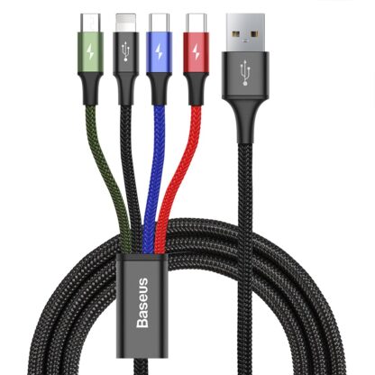 BASEUS FAST 4-IN-1 CABLE FOR IPHONE +TYPE-C +MICRO 3.5A 1.2M BLACK{Type-C-2Pin}