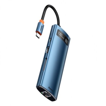 Baseus Metal Gleam Series 8-in-1 Multifunctional Type-C HUB Docking Station Blue