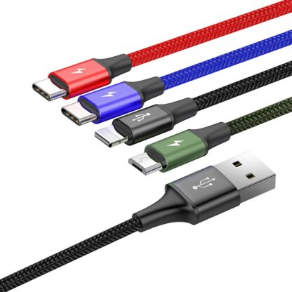 BASEUS FAST 4-IN-1 CABLE FOR IPHONE +TYPE-C +MICRO 3.5A 1.2M BLACK{Type-C-2Pin} - Image 3
