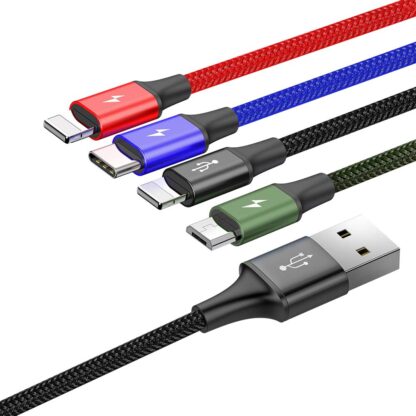 BASEUS FAST 4-IN-1 CABLE FOR IPHONE +TYPE-C +MICRO 3.5A 1.2M BLACK{IPhone-2Pin} - Image 4