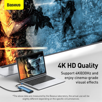 Baseus Metal Gleam Series 8-in-1 Multifunctional Type-C HUB Docking Station Blue - Image 6