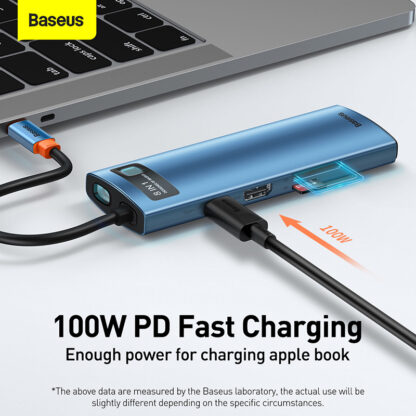 Baseus Metal Gleam Series 8-in-1 Multifunctional Type-C HUB Docking Station Blue - Image 3