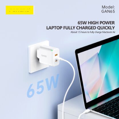 Foneng 65W GaN Fast Charger Adapter, PD Charger, Triple USB Wall Charger with Type-C to Type-C Cable - Image 7