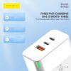 Foneng 65W GaN Fast Charger Adapter, PD Charger, Triple USB Wall Charger with Type-C to Type-C Cable - Image 4