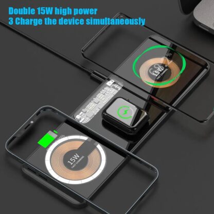 15W Wireless Charger Magnetic Suction 3-in-1 Wireless Charging for iPhone 15 PRO MAX, AirPods 2nd GEN, Watch Series 1 to Series Ultra & Galaxy S23 ULTRA - Image 6