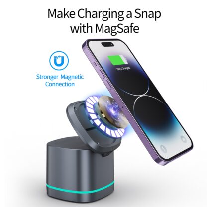 H32 15W 3 in 1 Magnetic Multifunctional Wireless Charger for Apple iPhone 15, Apple AirPods Pro (2nd Generation), Apple Watch (Grey) - Image 9