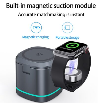 H32 15W 3 in 1 Magnetic Multifunctional Wireless Charger for Apple iPhone 15, Apple AirPods Pro (2nd Generation), Apple Watch (Grey) - Image 7