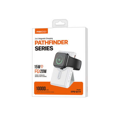 Recci RPB-W19 Pathfinder 3 in 1 Magnetic Charging Stand Powerbank 10,000mAh (White) - Image 8
